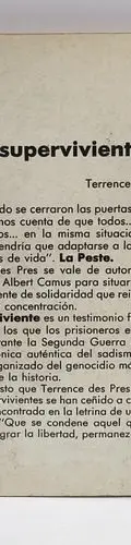 El Superviviente Terrence Des Pres Edit. Diana 2da Imp 1982