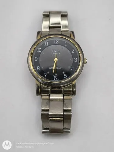 Reloj Q&q Quartz Water Resist 3 Bar Q315-005yh Vintage Mujer Plateado Dorado Negro