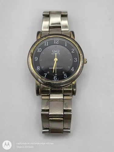 Reloj Q&q Quartz Water Resist 3 Bar Q315-005yh Vintage Mujer Plateado Dorado Negro — Coleccionables vintage