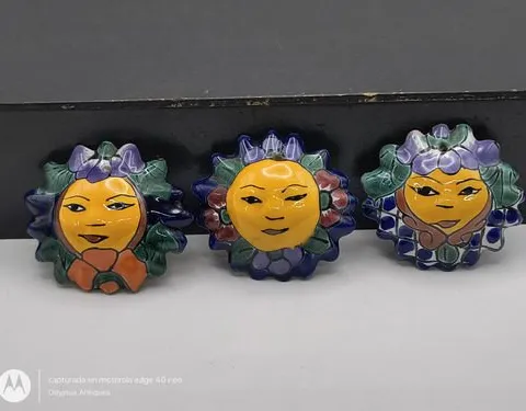 Set Mini Soles D Talavera Mexicana Vintage Figura Decorativa