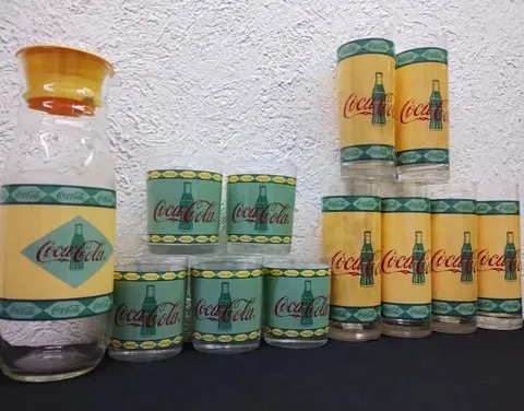 Set Jarra Con Vasos Coca Cola Vintage Luminarc Francia 12pzs