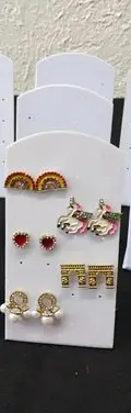 Exhibidor Aretes Placa Blanco Acrílico 14cm Lote 9pz Blanco — Coleccionables vintage