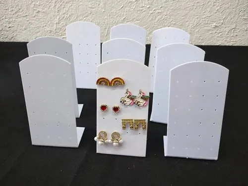 Exhibidor Aretes Placa Blanco Acrílico 14cm Lote 9pz Blanco — Coleccionables vintage