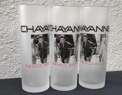 Set Vasos Jaiboleros Satin Chayanne World Tour 2004 Vintage Transparente