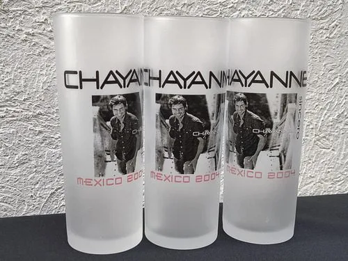 Set Vasos Jaiboleros Satin Chayanne World Tour 2004 Vintage Transparente — Coleccionables vintage, años NOW