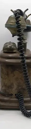Teléfono Antiguo Madera Y Bronce Disco Rotatorio Colección Marrón — Tech vintage, años 50s (foto 2)