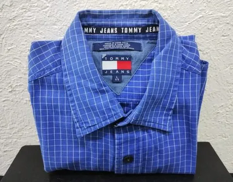Camisa Tommy Hilfiger A Cuadros Azul Hombre L Manga Larga Azul Cuadros L G Grande
