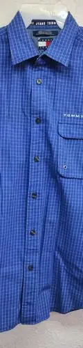 Camisa Tommy Hilfiger A Cuadros Azul Hombre L Manga Larga  Azul Cuadros L G Grande — Coleccionables vintage, años NOW (foto 2)