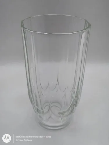 Vaso De Cristal Alto Bordes Curveados Francia 70's Vintage Transparente
