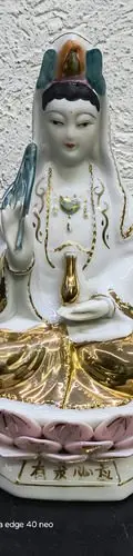 Figura De Porcelana Estado Divino Chino Guan Yin Vintage 80s Blanco — Coleccionables vintage, años 80s
