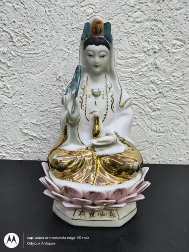 Figura De Porcelana Estado Divino Chino Guan Yin Vintage 80s Blanco — Coleccionables vintage, años 80s