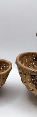 Par De Cestas De Mimbre Vintage En Forma De Gallina Retro Marrón — Decoración vintage (foto 3)