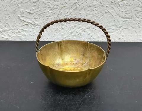 Canasta Antigua De Latón Para Decorar 80's Vintage 7cm Cobre