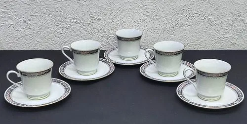 Set Tazas De Té Porcelana Remington China Vintage 5-pack 60s Blanco Set Tazas De Té Porcelana Remington China Vintage — Decoración vintage, años 60s