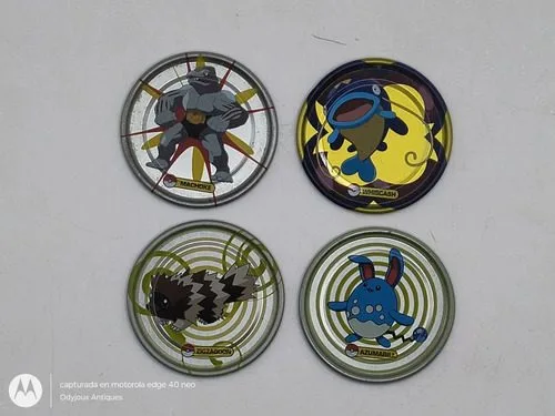 Lote Tazos Pokémon Metálicos Silver Y Gold 2007 4pz Original — Coleccionables vintage, años NOW