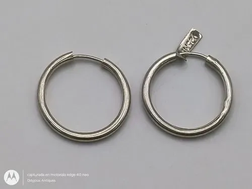 Arracadas De Tubo Lisa 1.5cm Diámetro En Plata Fina .925  Plateado — Coleccionables vintage