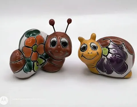 Caracoles Mamá E Hijo De Cerámica D Talavera Poblana Vintage Multicolor