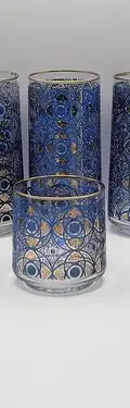 Lote Vasos De Cristal Marroquí Vintage Años 70's 8-pack Azul Cobalto Y Dorado Filo De Oro — Coleccionables vintage, años 70s (foto 2)