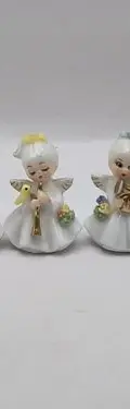 Set 6 Mini Angeles De Porcelana Músicos Taiwan Vintage 70's Beige — Decoración vintage, años 70s (foto 2)