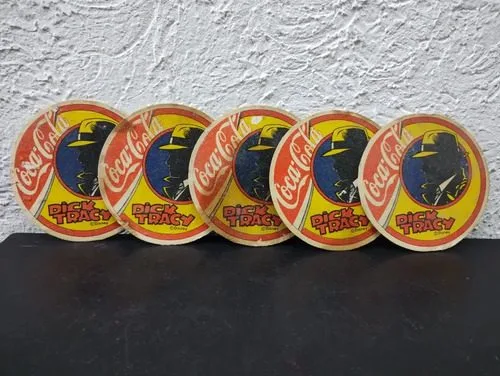 Coca Cola Dick Tracy Porta Vasos 5pack Vintage Coleccion 80s — Coleccionables vintage, años 80s
