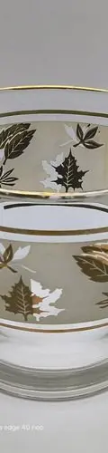 Cubitero Para Hielos De Cristal Libby Golden Foliage Vintage Golden Foliage — Decoración vintage, años 50s
