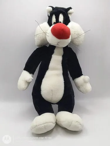 Peluche Gato Silvestre Looney Tunes Vintage Con Detalle 40cm Negro Con Blanco — Coleccionables vintage, años 90s