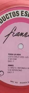 Disco Lp Acetato Vinilo Franco Toda La Vida Peerless 1986 — Audio vintage, años 80s (foto 7)