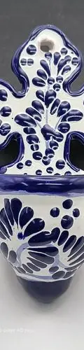 Set Par De Campanas Y Pileta Cn Cruz De Talavera Poblana 3pz — Decoración vintage (foto 2)