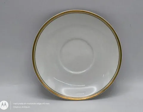 Plato Pastelero De Porcelana Coronación 70's Vintage Blamco Liso Filo De Oro