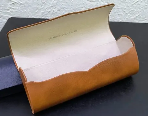 Estuche Para Lentes Archy Welfare Semi-rigido Piel Original Naranja Oscuro
