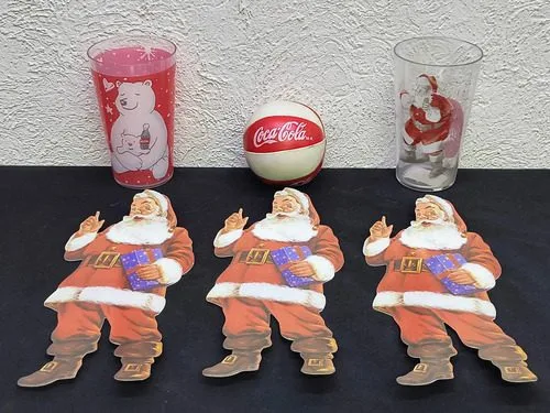 Lote Navideño Coca Cola Vaso Santa Claus Cartón Pelota 6pack — Coleccionables vintage, años 90s