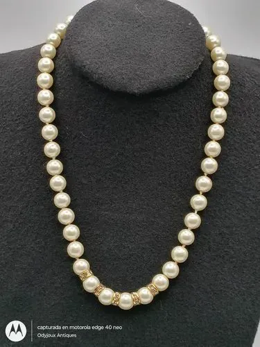 Collar De Perlas Sintéticas Vintage Retro Beige