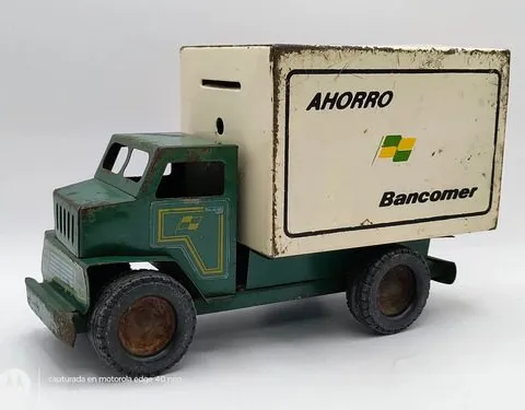 Camioncito Alcancía Bancomer Lámina Antiguo De Colección
