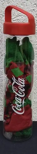 Calcetines Navideños Promocionales Coca Cola Con Cilindro Rojo Y Verde Navideño — Coleccionables vintage (foto 2)