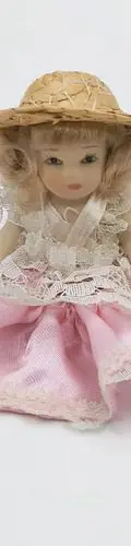 Muñeca De Porcelana Miniatura Vestido Rosa 80's Vintage 8cm — Coleccionables vintage, años 80s (foto 2)