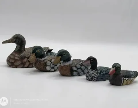 Patos Vintage De Madera 90's Tallados A Mano Usa Coleccion Chocolate