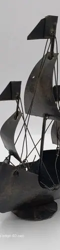 Viejo Barco Corsario Pirata Carabela Hojalata Antigüedad Negro — Decoración vintage (foto 2)