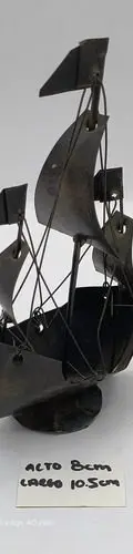 Viejo Barco Corsario Pirata Carabela Hojalata Antigüedad Negro — Decoración vintage (foto 3)