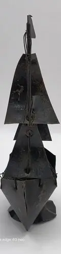 Viejo Barco Corsario Pirata Carabela Hojalata Antigüedad Negro — Decoración vintage (foto 4)