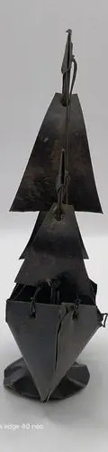 Viejo Barco Corsario Pirata Carabela Hojalata Antigüedad Negro — Decoración vintage (foto 6)