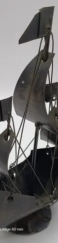 Viejo Barco Corsario Pirata Carabela Hojalata Antigüedad Negro — Decoración vintage (foto 7)