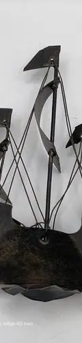 Viejo Barco Corsario Pirata Carabela Hojalata Antigüedad Negro — Decoración vintage (foto 10)