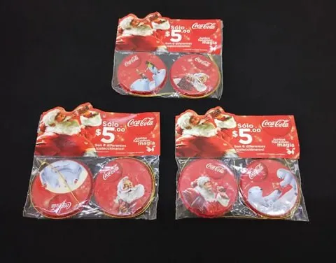Colección Colguijes Fichas Coca Cola Navidad 6pz Sellado