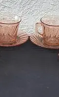 Set Tazas Fortecrisa Vintage Coffee 6-pack Cristal Rosa 70's Cristal Rosa Tazas Vintage Coffee Set 6-pack Cristal Rosa 70's Original — Decoración vintage, años 70s