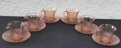 Set Tazas Fortecrisa Vintage Coffee 6-pack Cristal Rosa 70's Cristal Rosa Tazas Vintage Coffee Set 6-pack Cristal Rosa 70's Original — Decoración vintage, años 70s