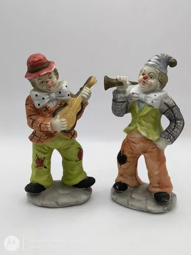 Payasos Músicos Vintage Porcelana J Vazquez Collection P5267 Verde/naranja