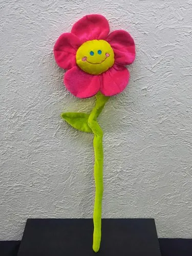 Peluche De Felpa Flor Margarita Sonriente Dibujo Rosa 45cm Rosa