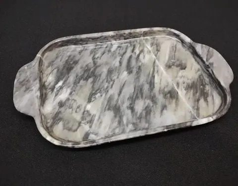 Charola Rectangular Curveada De Marmol Onix Usada 20.7cm