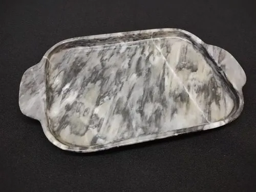 Charola Rectangular Curveada De Marmol Onix Usada 20.7cm — Decoración vintage