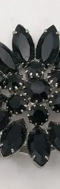 Prendedor/broche Flor Redonda Cristalería En Zirconia Negro Negro